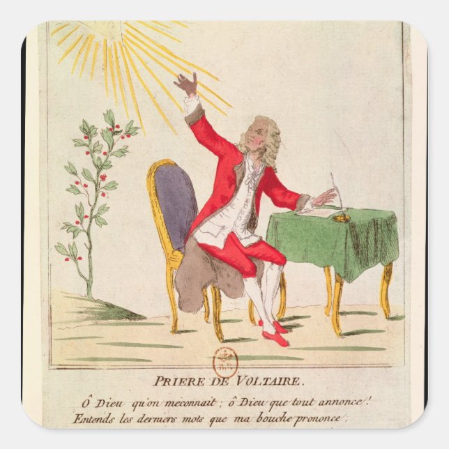 Pegatina Cuadrada La oración de Voltaire (Anverso)