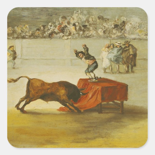 Pegatina Cuadrada La otra locura de Martincho en el anillo de toros (Anverso)