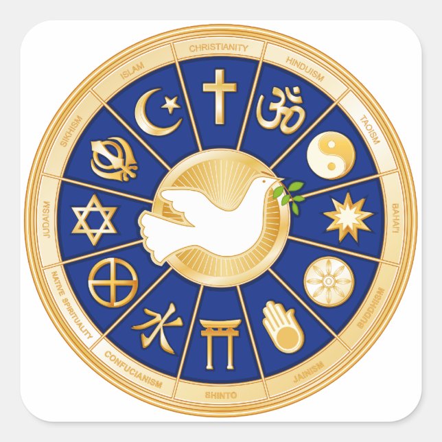 Pegatina Cuadrada La paloma de la paz (Anverso)