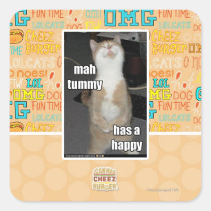 Pegatina Cuadrada La panza del Mah tiene un feliz