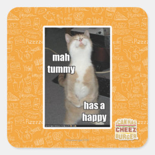 Pegatina Cuadrada La panza del Mah tiene un feliz