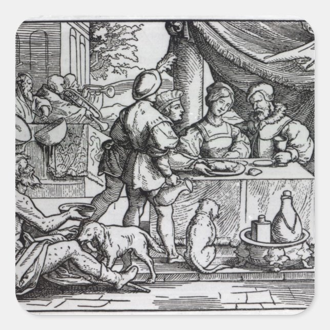 Pegatina Cuadrada La parábola de Lázaro y las inmersiones (Anverso)