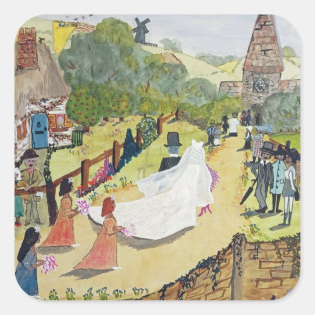 Pegatina Cuadrada La pareja feliz (Anverso)