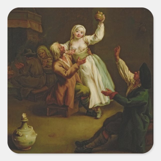 Pegatina Cuadrada La pareja feliz (Anverso)