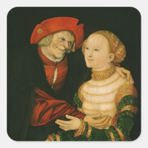 Pegatina Cuadrada La pareja mal coincidente