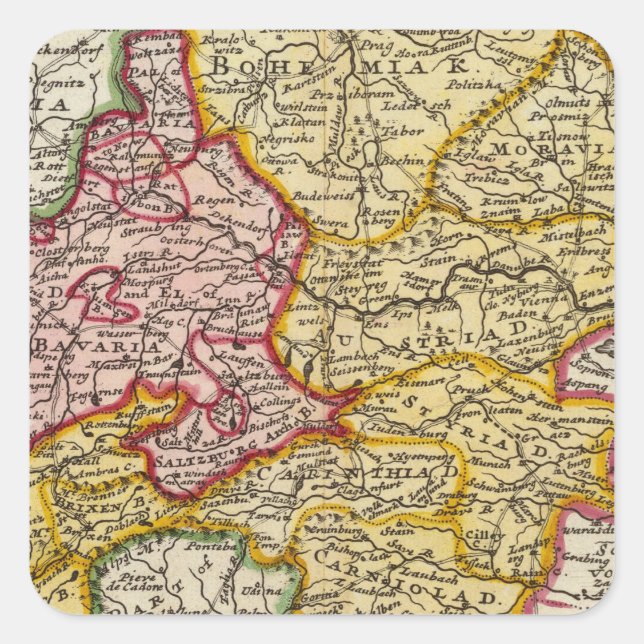 Pegatina Cuadrada La parte sureste de Alemania (Anverso)