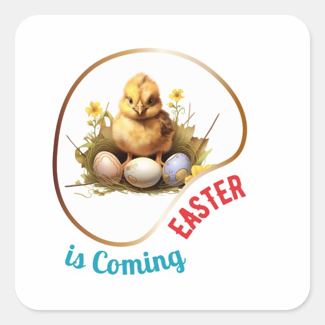 Pegatina Cuadrada La Pascua está llegando - Cristo (Anverso)