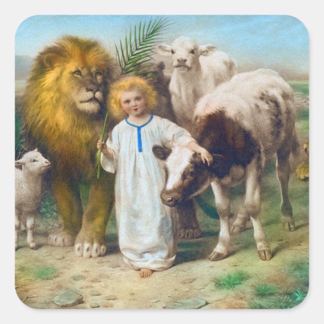 Pegatina Cuadrada La paz, 1896 por William Strutt (Anverso)