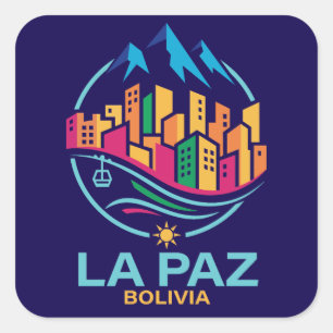 Pegatina Cuadrada La Paz Bolivia Sudamérica