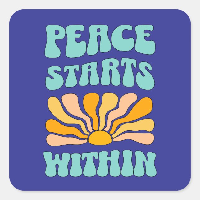 Pegatina Cuadrada La paz comienza en (Anverso)