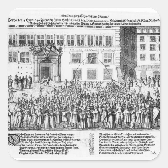 Pegatina Cuadrada La paz de Nuremberg, 25 de septiembre de 1649 (Anverso)