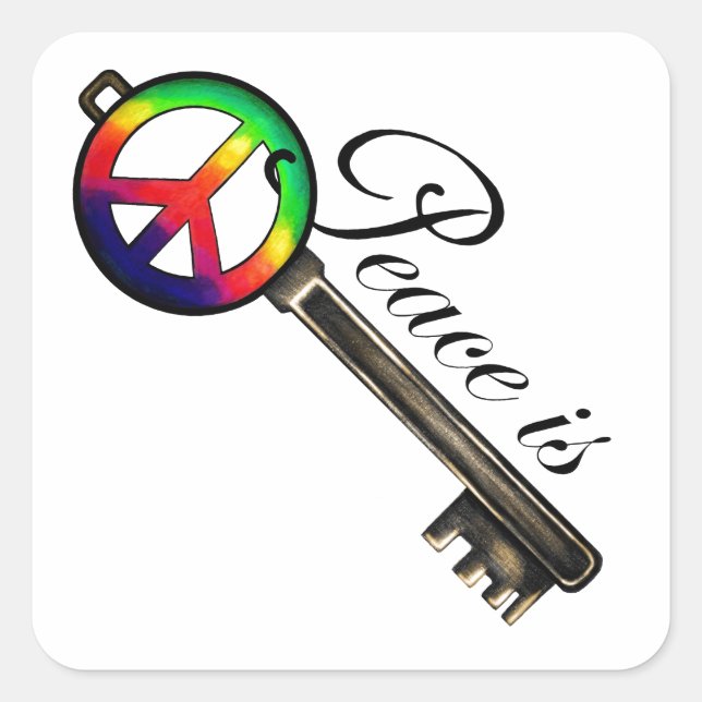 Pegatina Cuadrada La paz es clave (Anverso)