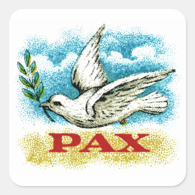 Pegatina Cuadrada La paz vintage en la Tierra (Anverso)