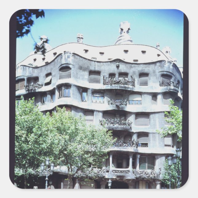Pegatina Cuadrada La Pedrera o Casa Mila, 1905-10 (Anverso)