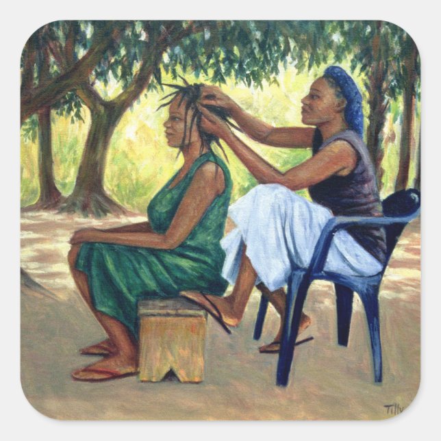 Pegatina Cuadrada La peluquería 2001 (Anverso)