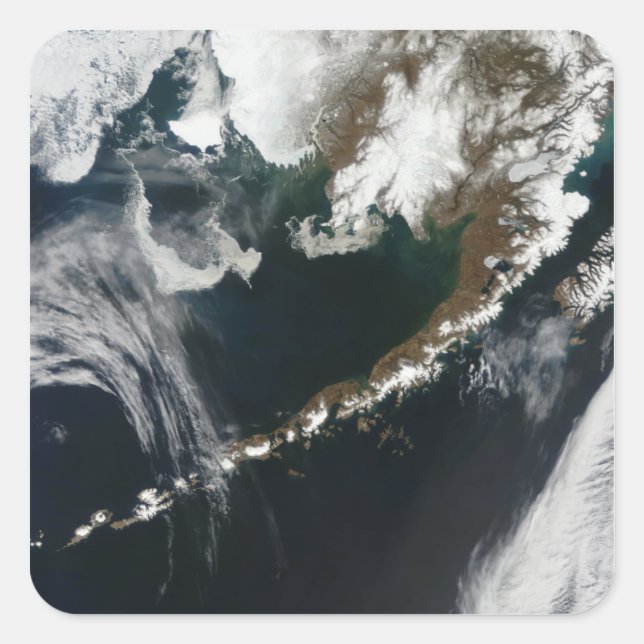 Pegatina Cuadrada La península de Alaska y las islas Aleutianas (Anverso)