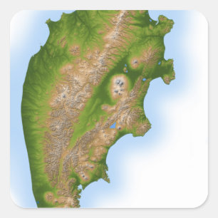 Pegatina Cuadrada La península de Kamchatka de Rusia