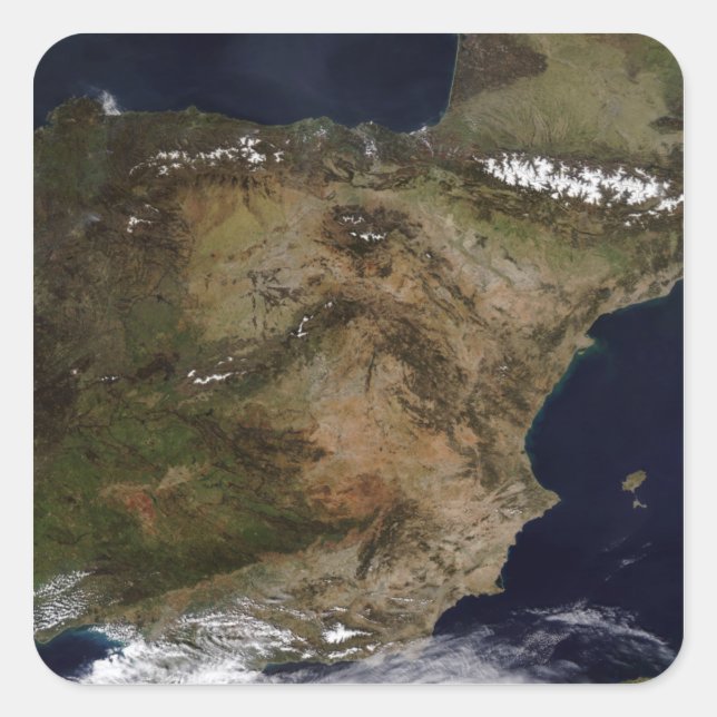Pegatina Cuadrada La Península Ibérica (Anverso)
