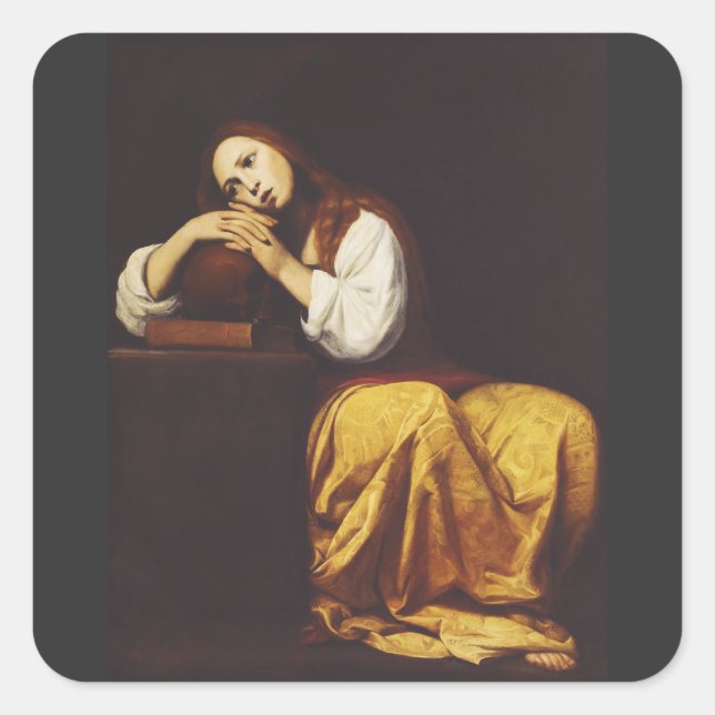 Pegatina Cuadrada La penitoria María Magdalena de Giacomo Galli (Anverso)