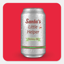 Pegatina Cuadrada La Pequeña Cerveza Auxiliar de Santa