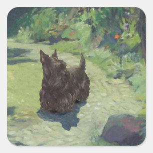 Pegatina Cuadrada La pequeña Escocia en el jardín