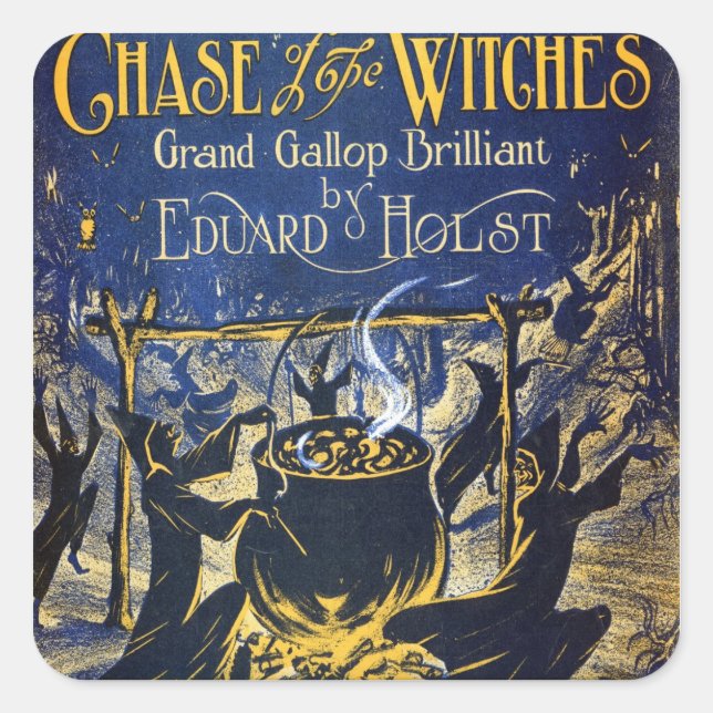 Pegatina Cuadrada La persecución de las brujas (Anverso)