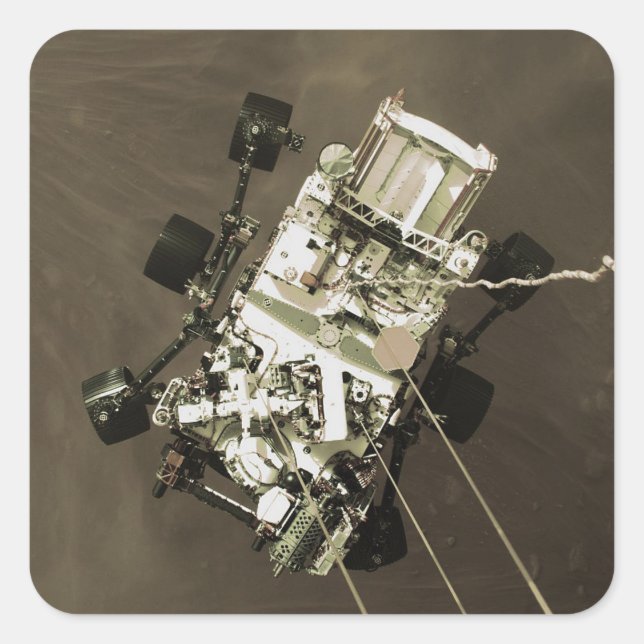 Pegatina Cuadrada La perseverancia llega a Marte (Anverso)