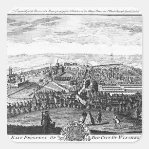 Pegatina Cuadrada La perspectiva oriental de la ciudad de Winchester