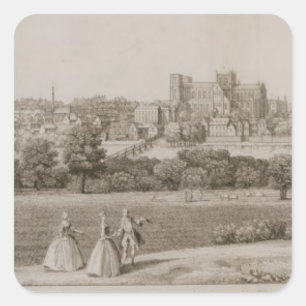 Pegatina Cuadrada La perspectiva suroriental de Rippon, 1731-48