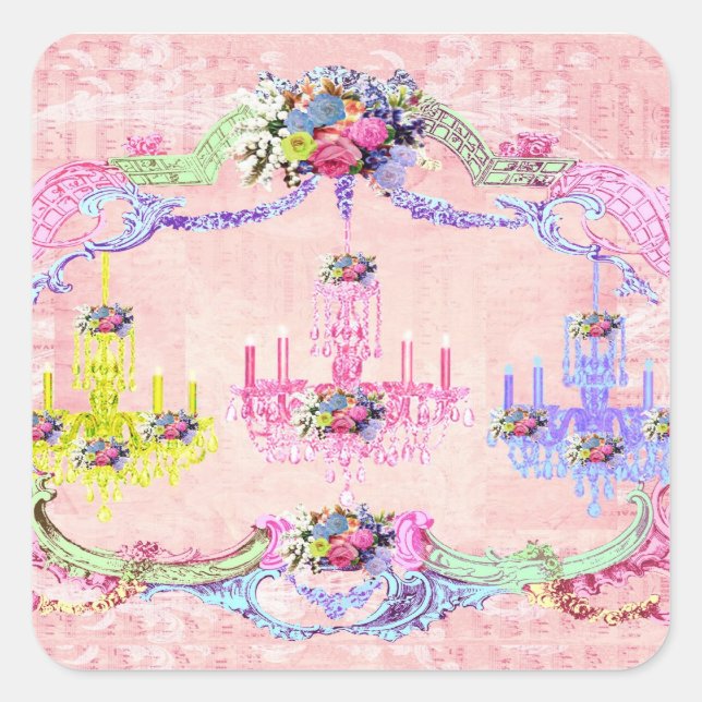 Pegatina Cuadrada La Petite Chandelier (Anverso)