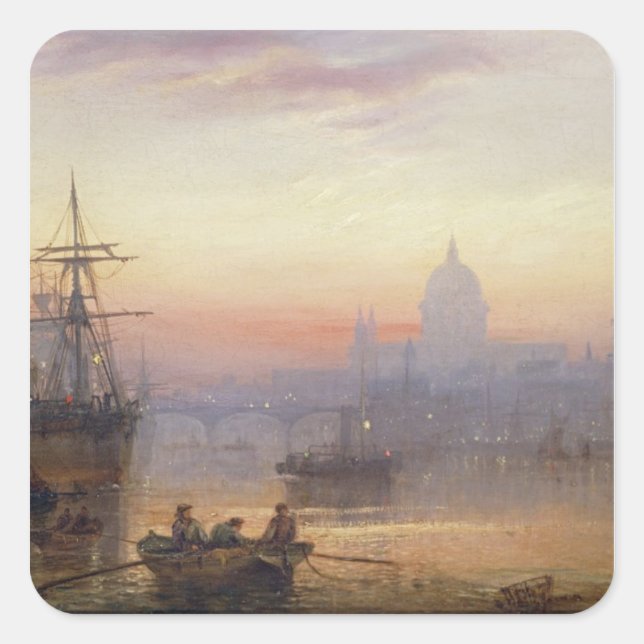 Pegatina Cuadrada La piscina de Londres al amanecer, 1876 (Anverso)