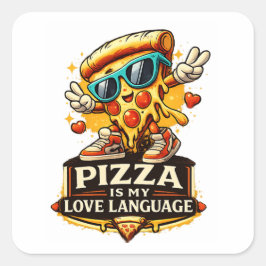 Pegatina Cuadrada La Pizza Es Mi Amor Regalo Divertido Para Amantes 