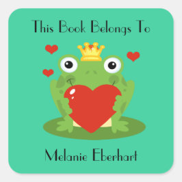 Pegatina Cuadrada La placa del príncipe de la rana