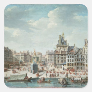 Pegatina Cuadrada La Place de Greve, París