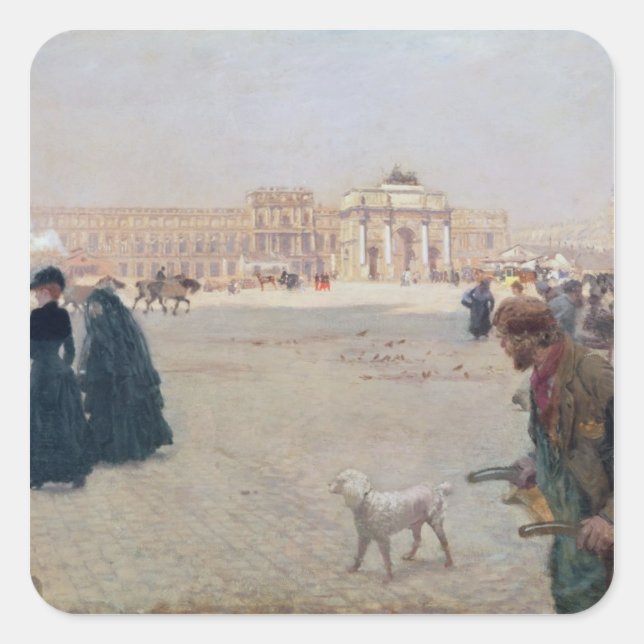 Pegatina Cuadrada La Place du Carrousel, París (Anverso)