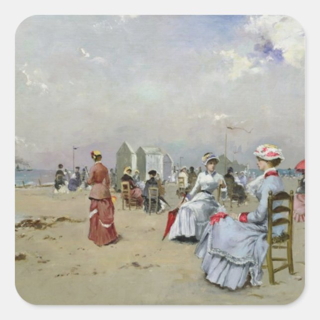 Pegatina Cuadrada La Plage de Trouville (Anverso)