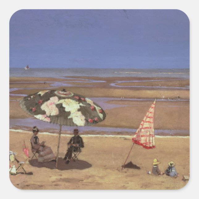 Pegatina Cuadrada La Playa (Anverso)