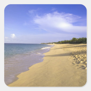 Pegatina Cuadrada La playa de Baie Longue Long Bay, St. Martin,