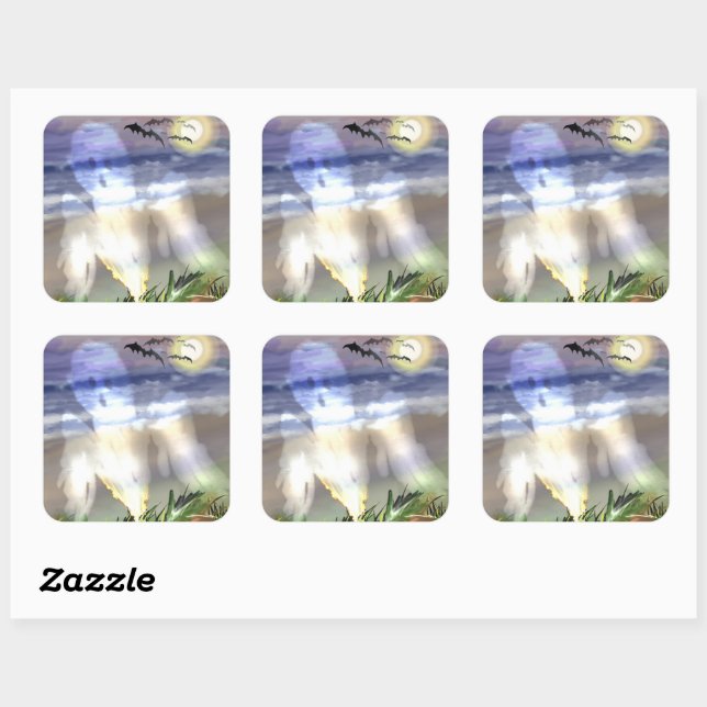 Pegatina Cuadrada La playa de Haunted (Hoja)