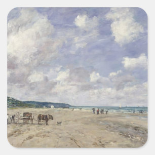 Pegatina Cuadrada La playa de Tourgeville, 1893