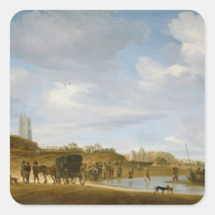 Pegatina Cuadrada La playa en Egmond-an-Zee