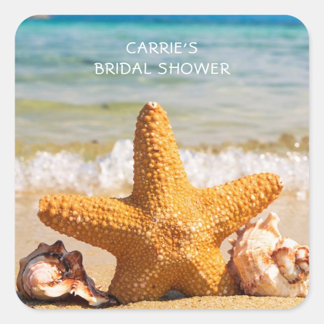 Pegatina Cuadrada La playa y el paisaje de las casetas marinas (Anverso)