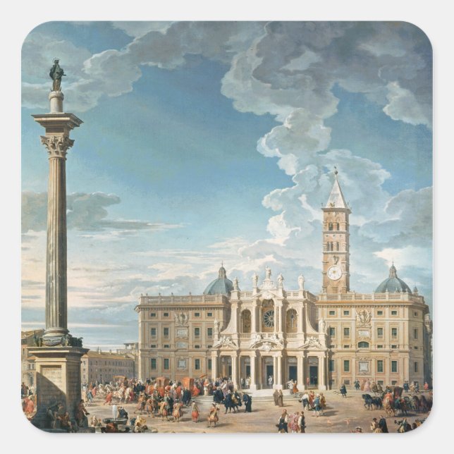 Pegatina Cuadrada La Plaza Santa Maria Maggiore, 1752 (Anverso)