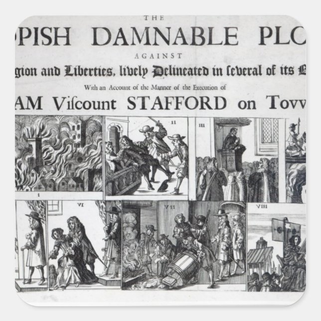 Pegatina Cuadrada La Popish Damnable (Anverso)