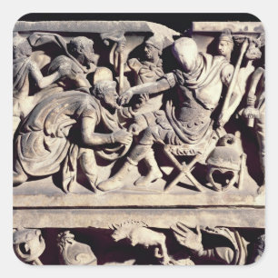 Pegatina Cuadrada La presentación de un bárbaro a un romano