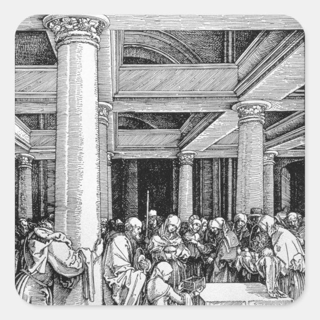 Pegatina Cuadrada La presentación en el templo, c.1503/4 (Anverso)