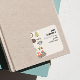 Pegatina Cuadrada La primera librería de Baby's Bookplate Adventure