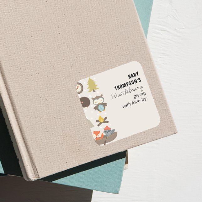 Pegatina Cuadrada La primera librería de Baby's Bookplate Adventure  (Subido por el creador)