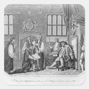 Pegatina Cuadrada La primera traducción al inglés de la Biblia