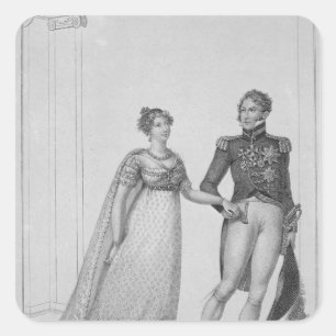 Pegatina Cuadrada La Princesa Carlota de Gales y Príncipe